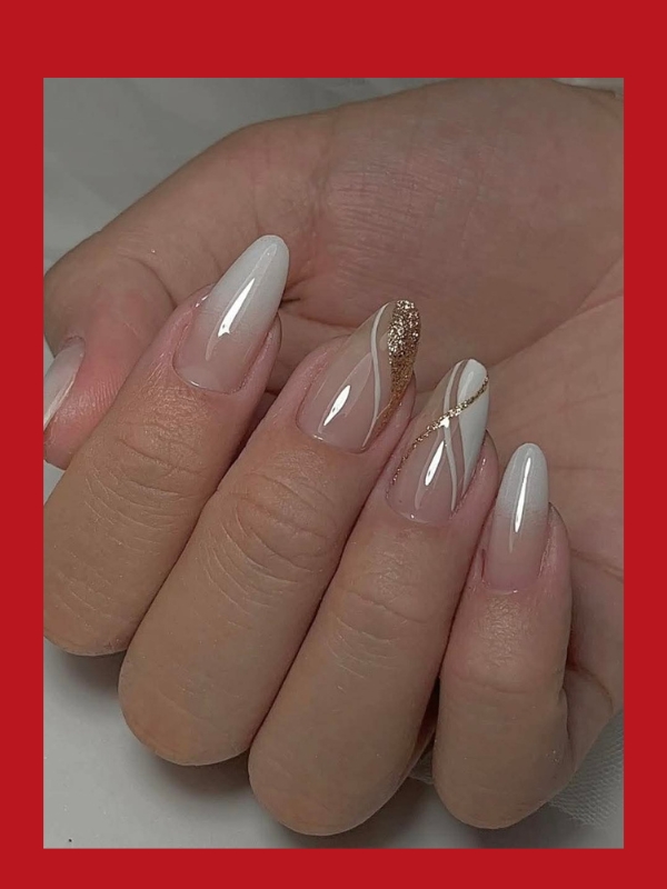 White-and-gold-nail-design
