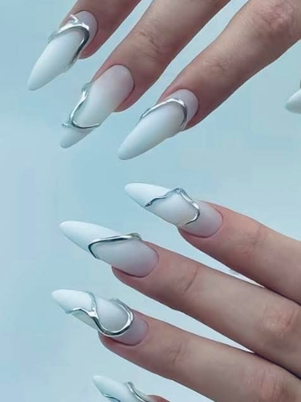 White nails designs ideas for prom 