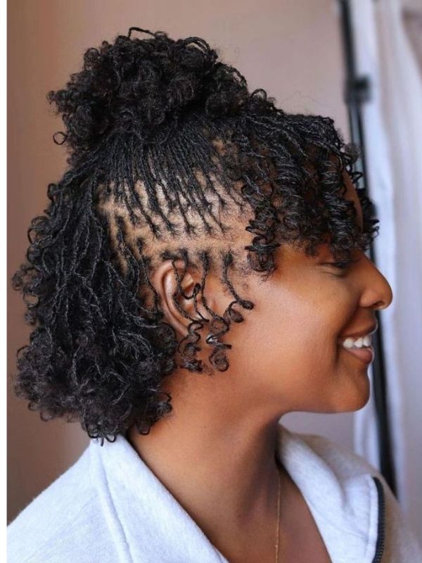 curled-short-locs-hairstyle-for brides
