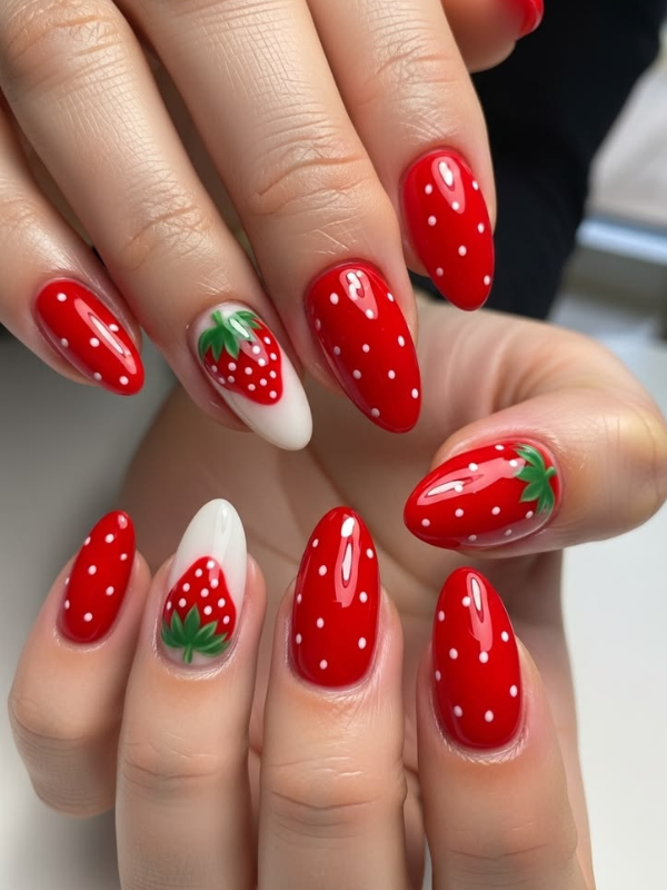 Strawberry-fruit-nails-ideas
