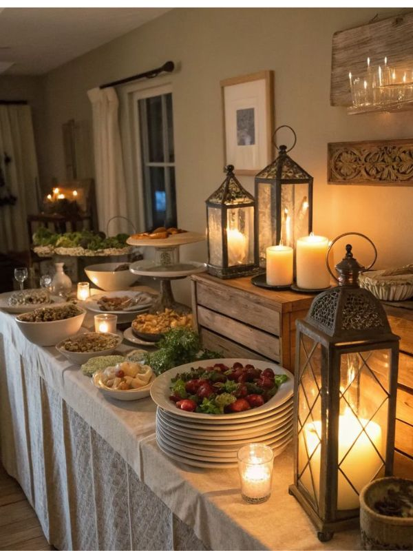 candle-and-latern-buffet-table-decor-idea