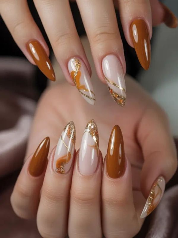 cinnamon-brown-nails-fall-nail-ideas