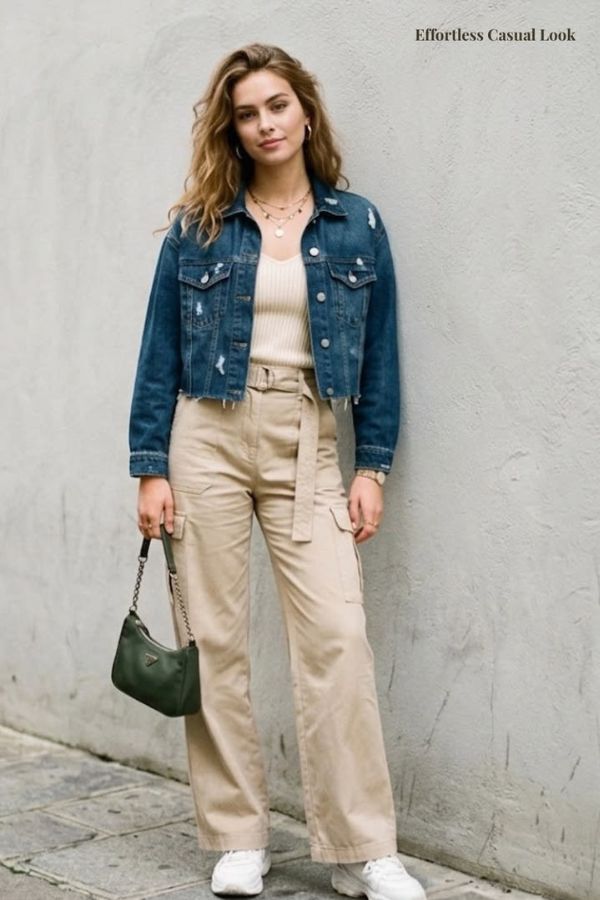 denim-shirt-with-khaki-pants-school-outfit-idea