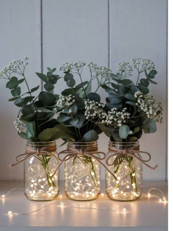 Mason-Jar-Centrepiece-wedding-table-decor