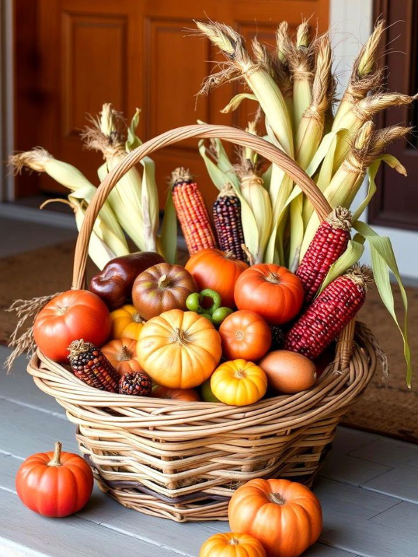 Harvest Basket Displays-fall-front-porch-decor