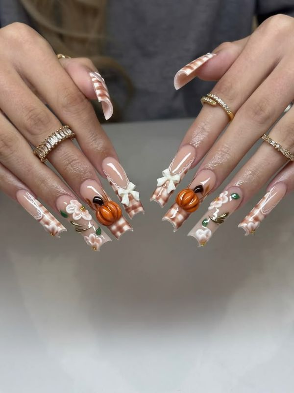3D-pumpkin-Halloween-nails-ideas 