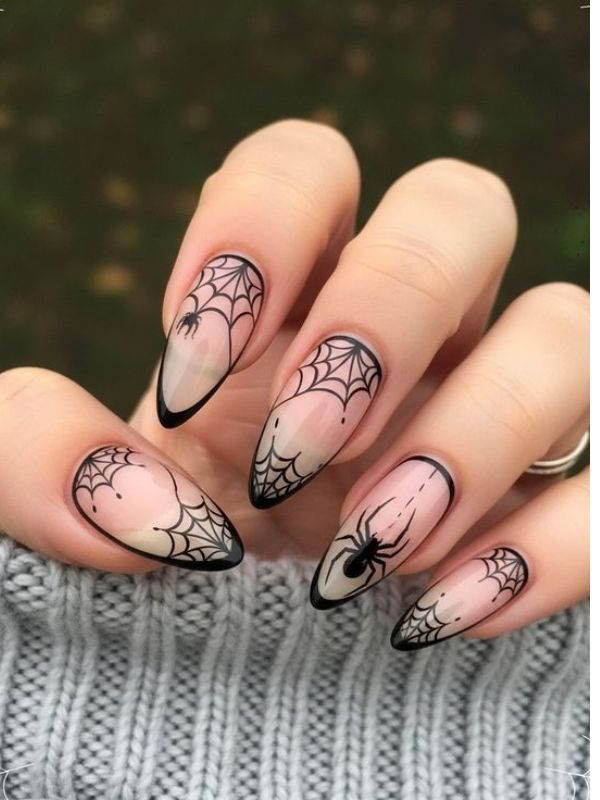 Elegant-nude-Halloween-nails 