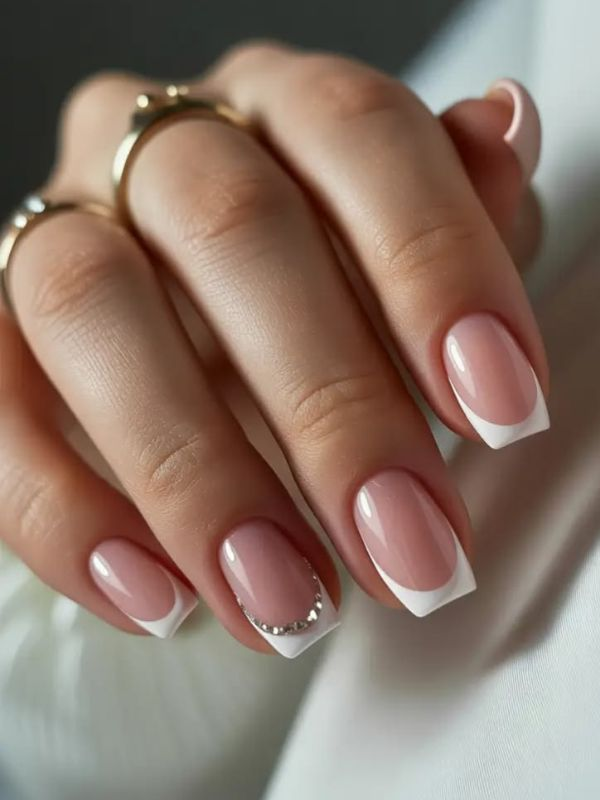 Short-french-tip-wedding-nails