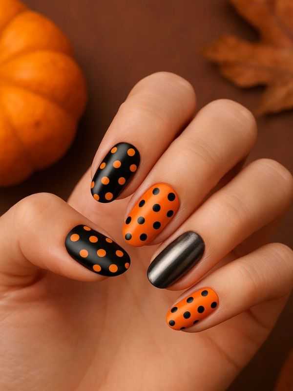 polka-dot-halloween-nails