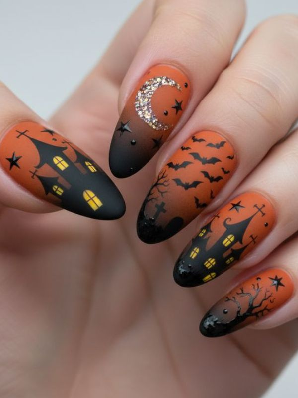 Haunted-house-Halloween-nails 