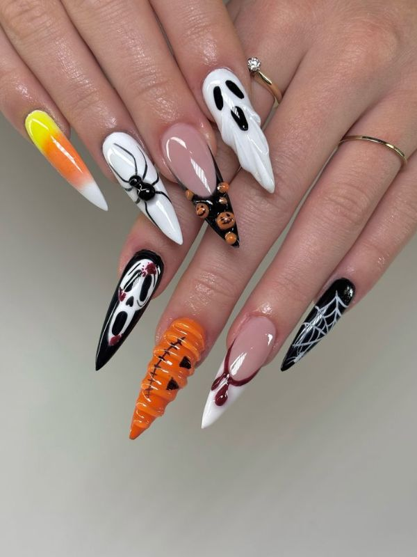 Halloween-mix-and-match-nails 