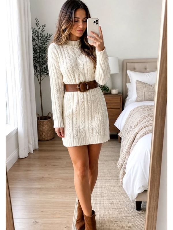 Sweater-Dress-with-Ankle-Boots-women-outfit
