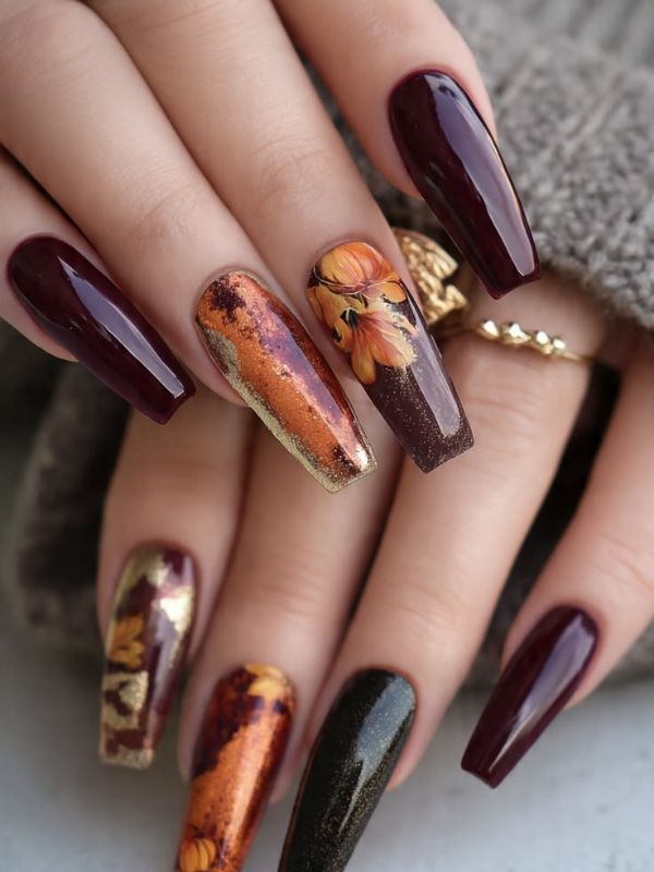 Long-thanksgiving-nails-ideas 
