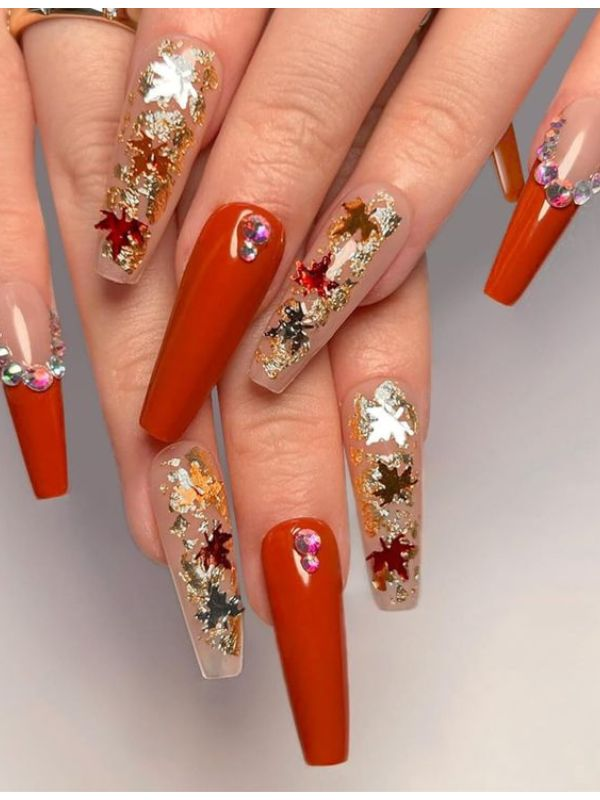 Long-thanksgiving-nails-ideas 