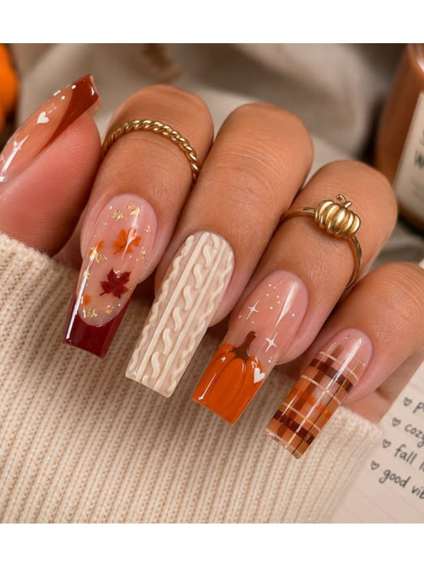 Long-thanksgiving-nails-ideas 