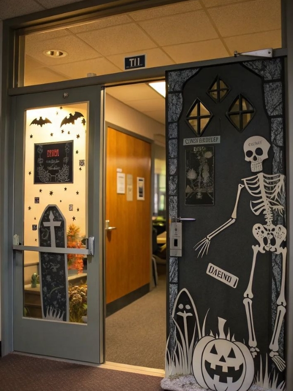 Halloween-office-front-door-decor 