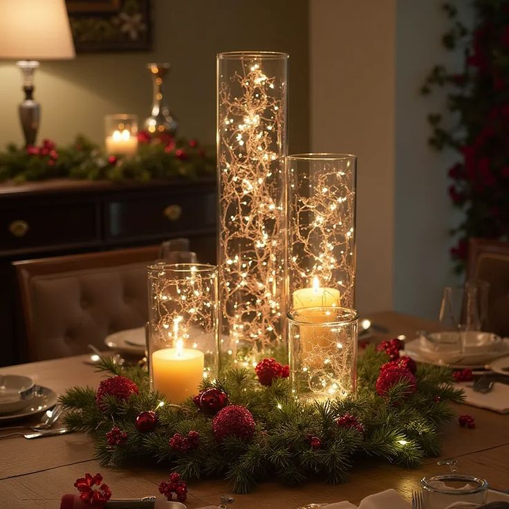 Christmas-fairy-light-centerpiece