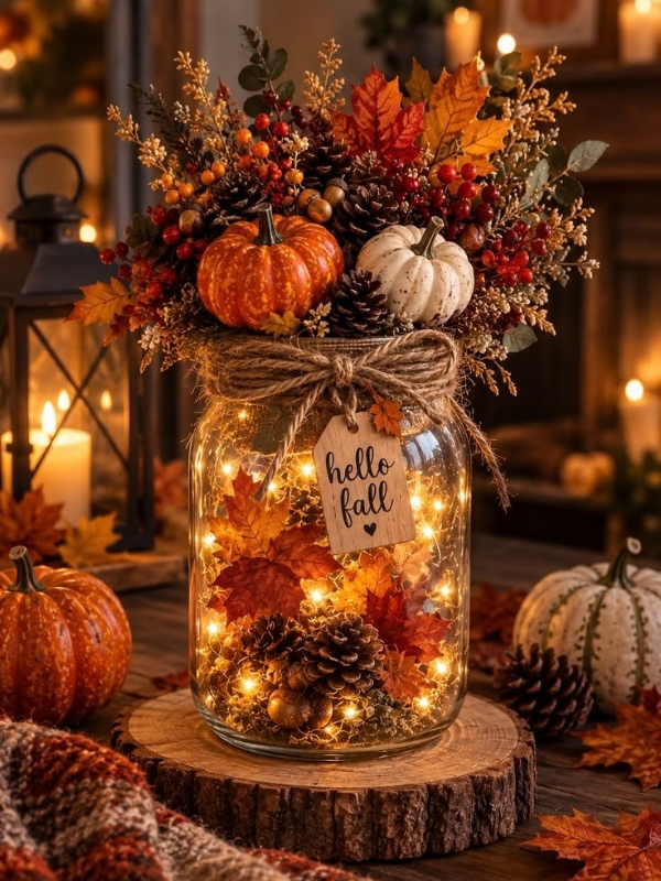 Thanksgiving-centerpiece-DIY Mason Jar -ideas