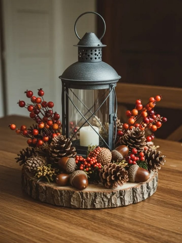Thanksgiving-centerpiece-DIY Rustic Wood -ideas