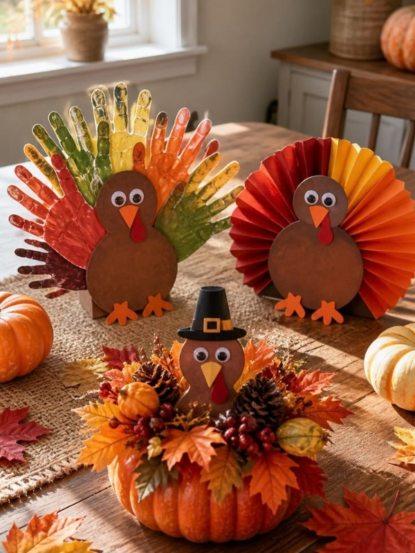 Handprint-Turkey-Thanksgiving-Centerpiece- ideas