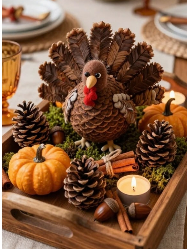 Pinecone-Turkey-Thanksgiving-Centerpiece-ideas