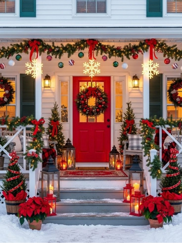 Christmas-Porch-Evergreen-Garlands