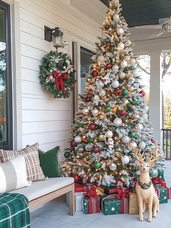 Christmas-Porch With a Small-Tree-ideas
