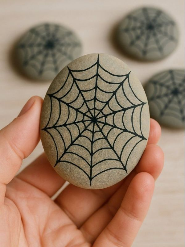 Spiderweb-Painted-Stones