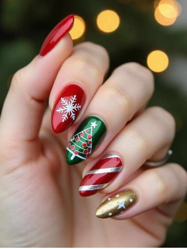 Mix-and-match-Christmas-nails 