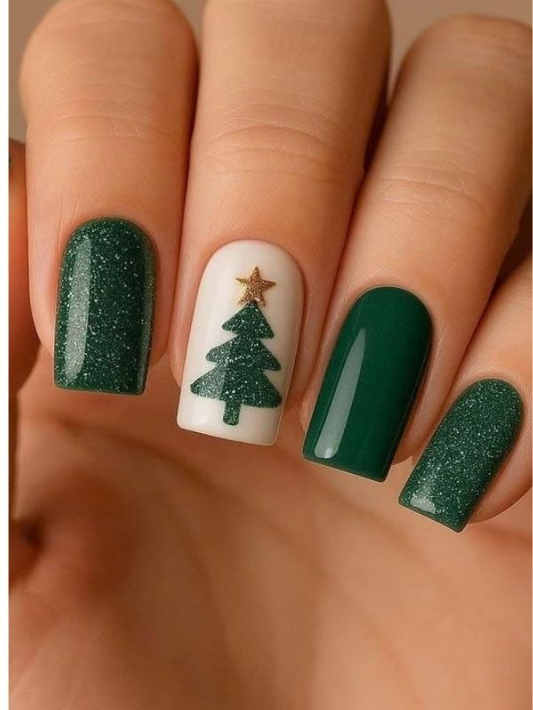 Green-Christmas-nails 