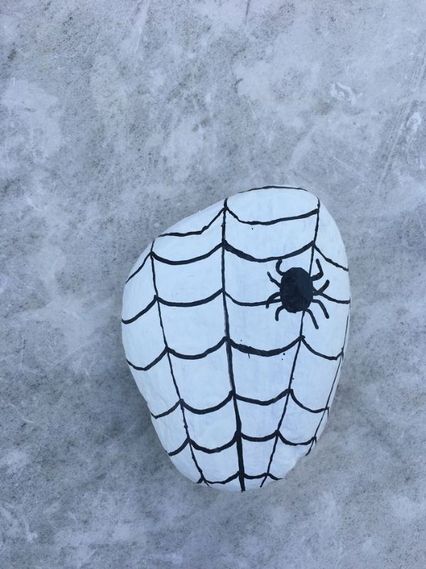 Spider-web-Halloween-Rock-Painting