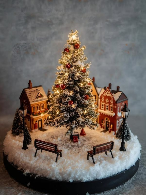 Small-Christmas-Living-Room-Decor-Village-Ideas