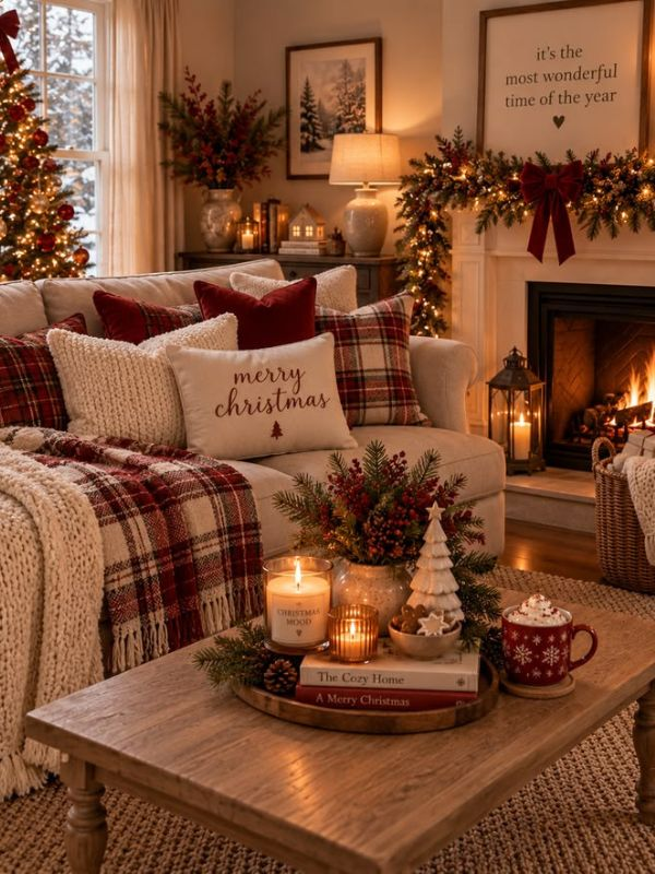 Cozy-Christmas-Living-Room-Decor-Ideas-as-Throw-Blanket