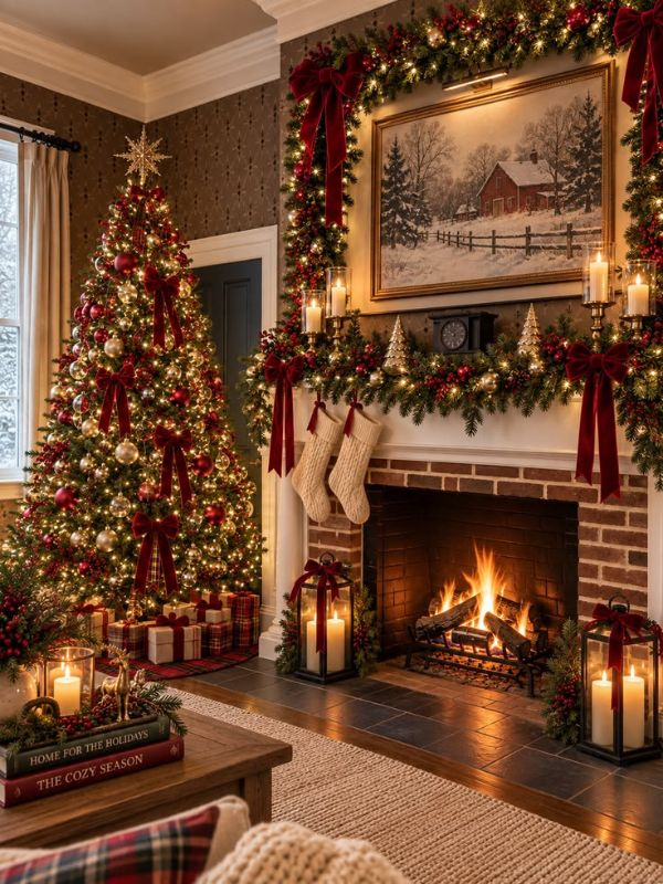 Decoration-With-Candles-and-Lanterns-as-Christmas-Living-Room-Ideas