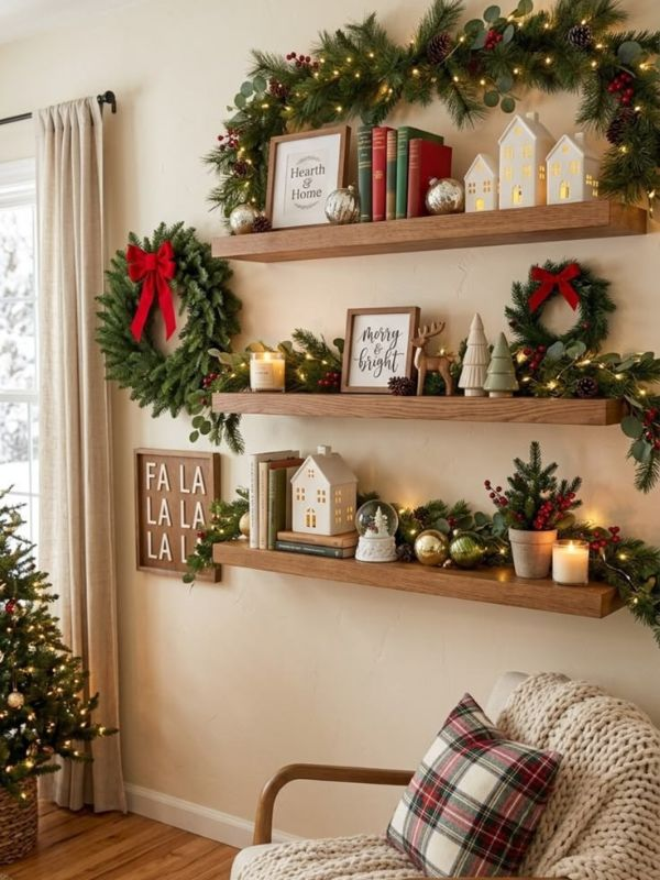 Decoration-Of-Small-Shelves-as-Christmas-Living-Room-Ideas