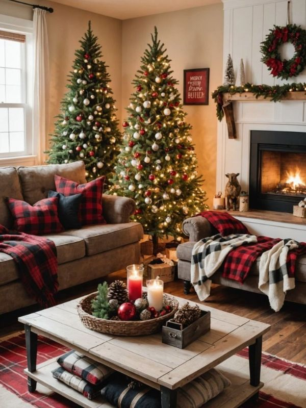 Mix-Wood-and-Christmas-Living-Room-Decor