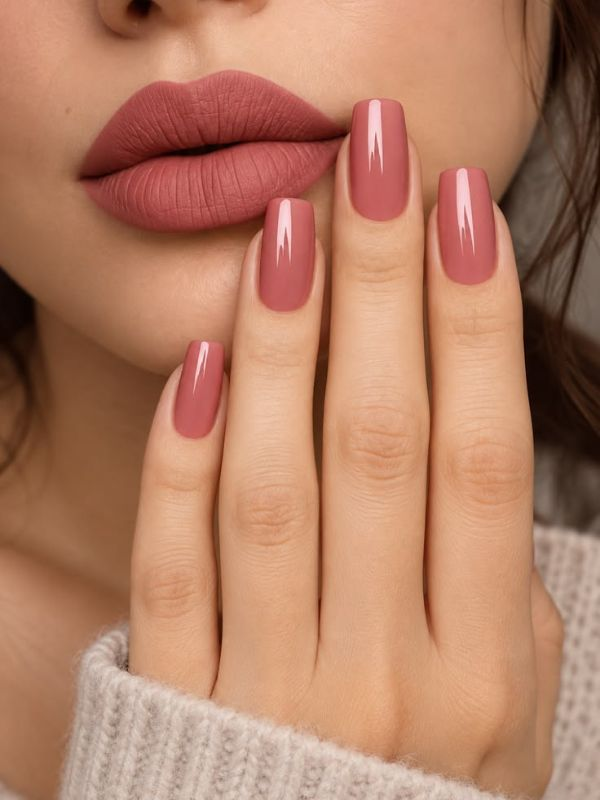 Dusty-Rose-Short-Nails-Designs-for-fair-skin
