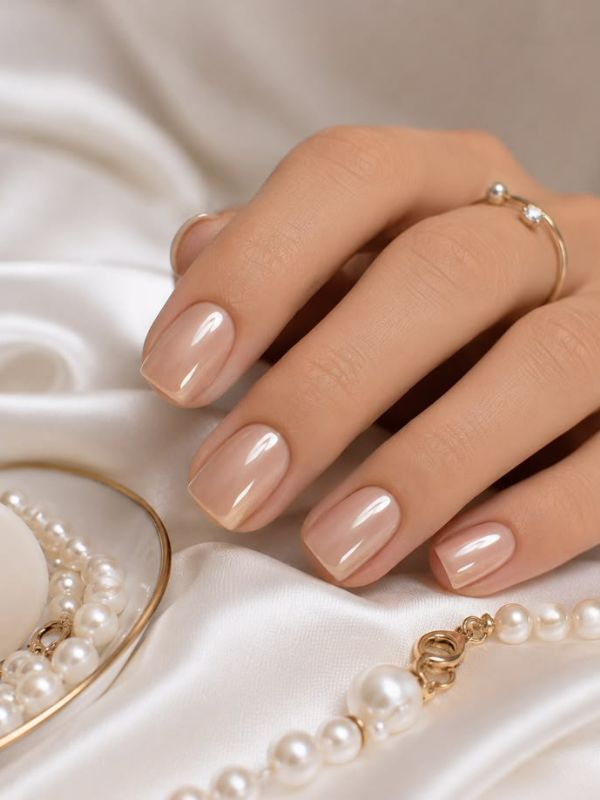 Champagne-Shimmer-Short-Nails-Designs-for-fair-skin