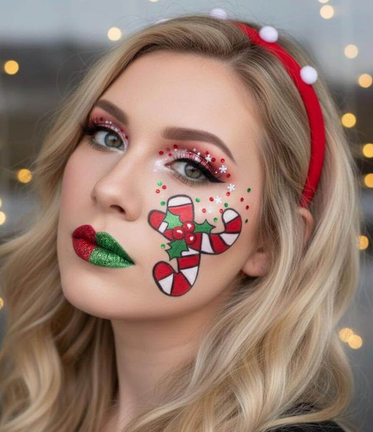 Candy-cane-christmas-face-paint